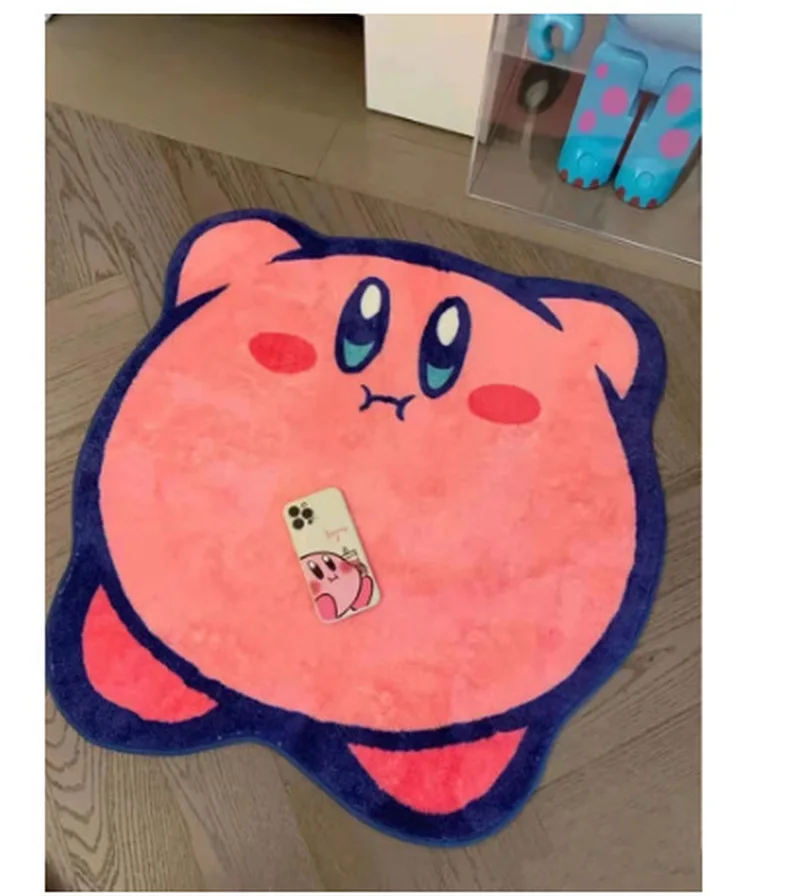 60/80cm Kirbys Kawaii Pink Carpet Game Peripheral Mat Rugs Bathroom Children's Room Decor Mat Home Non-slip Doormat For Girls