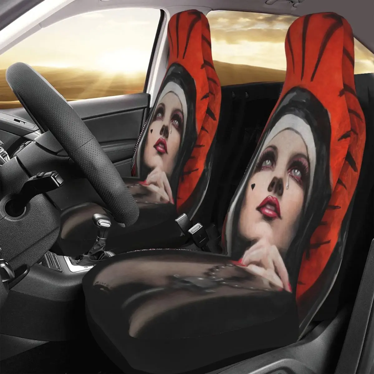 

Forsaken Praying Nun Car Seat Cover Custom Printing Universal Front Protector Accessories Cushion Set