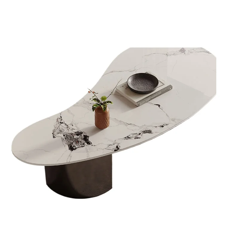 طاولة قهوة ذات بلاطة صخرية فاخرة وخفيفة الوزن، طاولة غرفة معيشة صغيرة للمكتب والمنزل #1