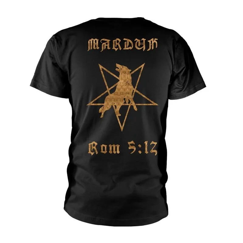 Marduk Rom 5:12 T-shirt Skeleton Pentagram Wolf Print Casual Cotton Tee Unisex Punk Gothic Streetwear Top