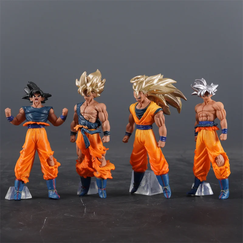 4-teiliges Set Dragon Ball Son Goku Figur Super Saiyan Goku Actionfiguren PVC-Statue Sammlermodell Spielzeug Geschenke