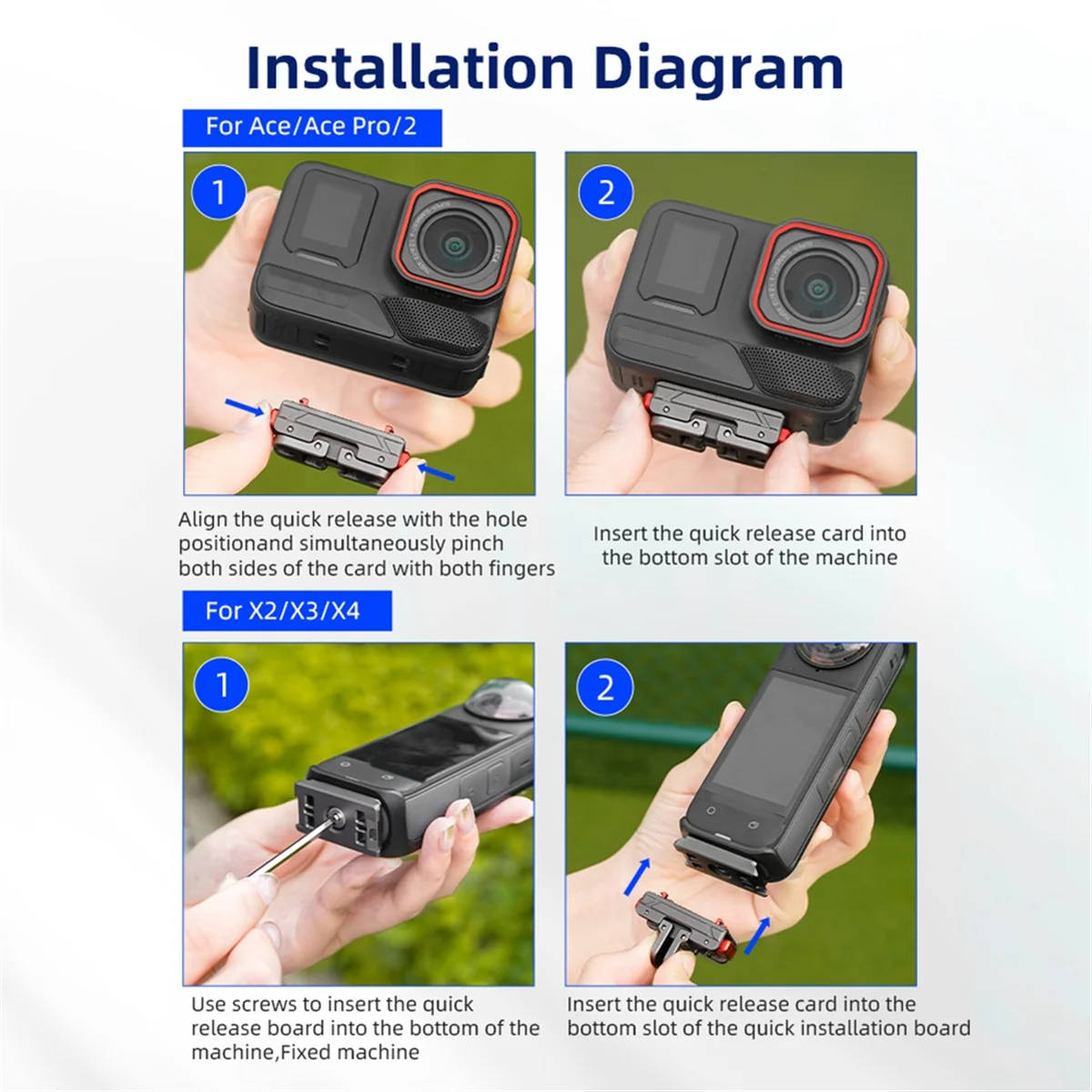 Качество! Магнитный быстроразъемный адаптер, верхняя пластина для Insta360 Ace/Ace Pro/2/X4/X3/X2, адаптер для штатива, монтажная пластина