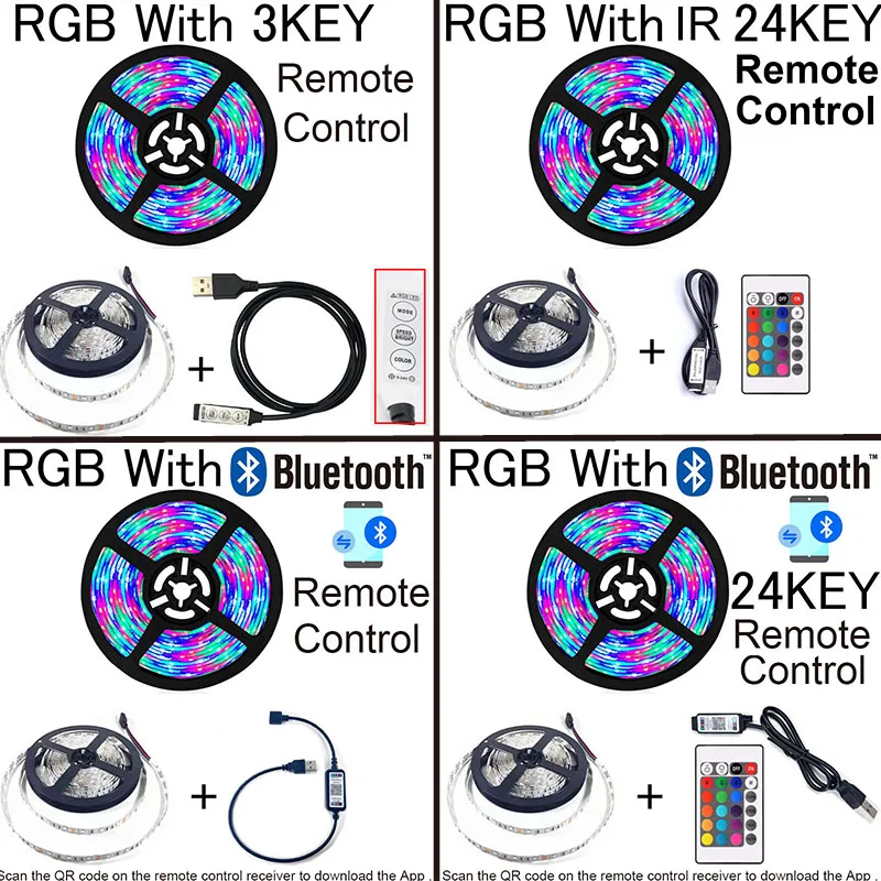 USB LED 스트립 조명, 따뜻한 차가운 흰색 녹색 파란색 빨간색 SMD 리본 천장 캐비닛 3528, 비 방수 LED 조명, 5V, 1 계량기