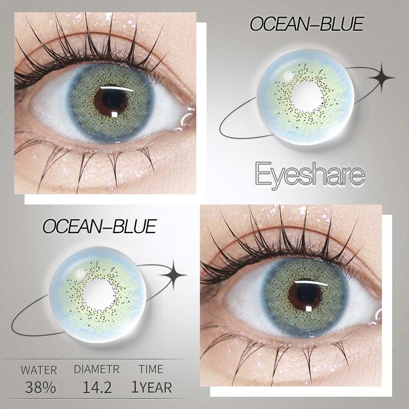 EYESHARE New Colored Contact Lenses for Eyes 1pair Natural Gray Lenses Brown Colored Pupils  Yearly Fashion Beauty Contact Lens