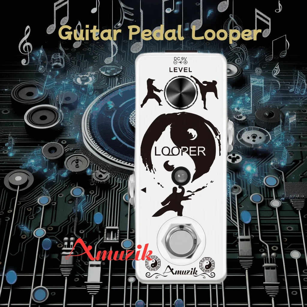 

Amuzik Looper Guitar Pedal loop Electric Guitar Effects Pedals Unlimited Overdubs 10mins Times of Looping with USB To Ioop