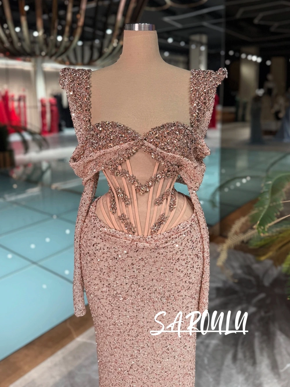 

Sparkling Rhinestones Straight Evening Dress Customized Corset Bodice Sweetheart Neck Charming Intricate Prom Cocktail Gown