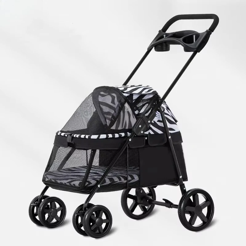 

Foldable Dog Cage with Shade, Jogger Pet Stroller Travel Bracket, 4 Wheel Pet Stroller