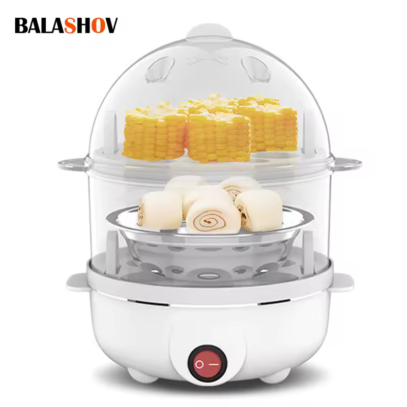 Multifunction Electric Egg Cooker Double Layers Egg Boiler Corn Milk Rapid Breakfast Cooking Egg Steamer Appliances Kitchen