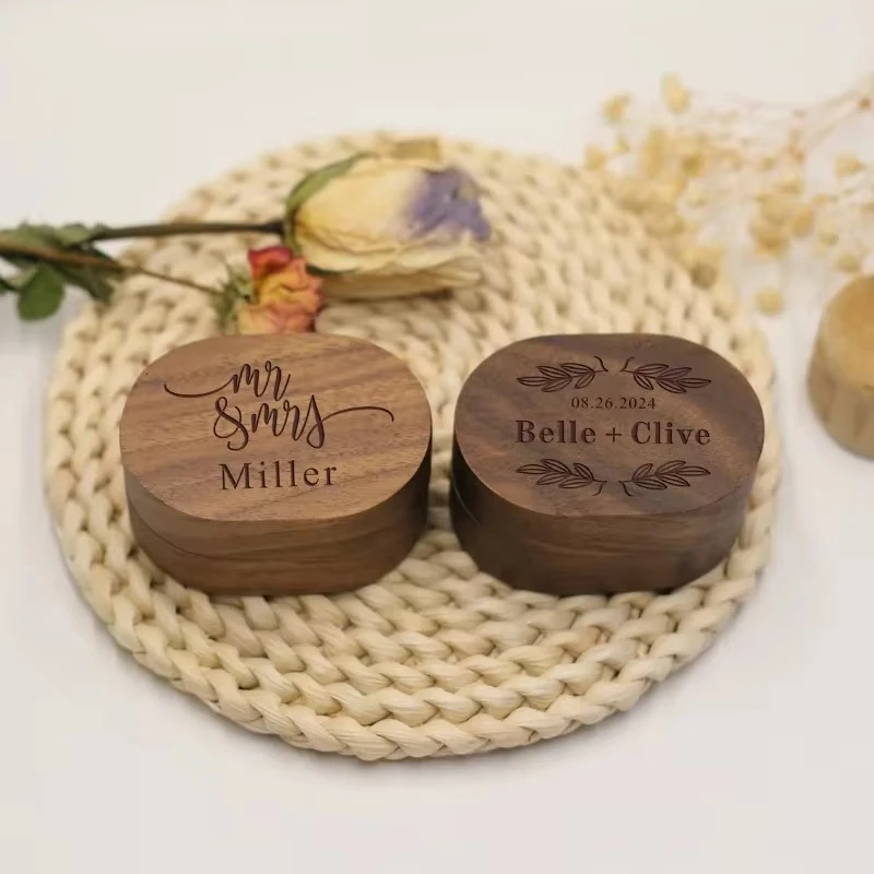 

Personalized Wooden Ring Box Engraved Engagement Ring Box Ring Earring Storage Case Wedding Gift Anniversary Gift for Her