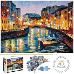 1000 Pieces Venice Night Scenery Jigsaw Puzzles for Adults Home Decor Games Family Fun Floor Puzzles Educational Toys for Kids