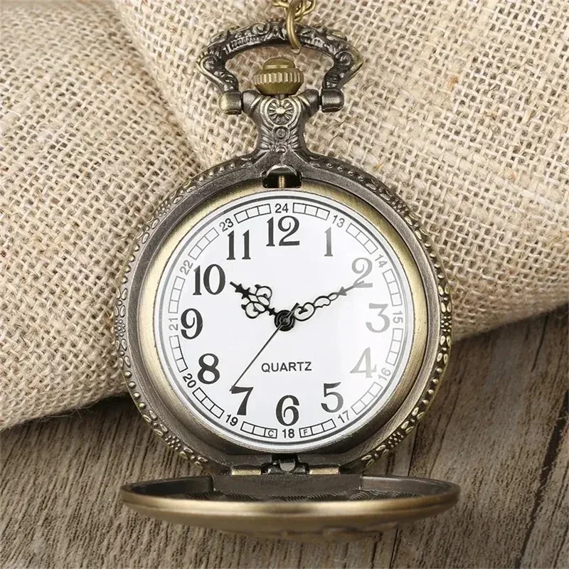 Horse Fesign Bronze Quartz Pocket Watch with Pendant Necklace Gift for Men Women Pocketwatch Masculino Relogio Clock