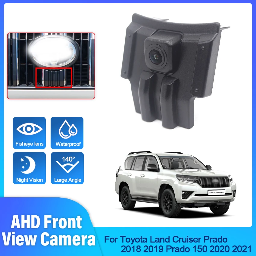 

140deg fisheye 1080*720P AHD Car Front View Camera For Toyota Land Cruiser Prado 2018 2019 Prado 150 2020 2021 front Grille Cam