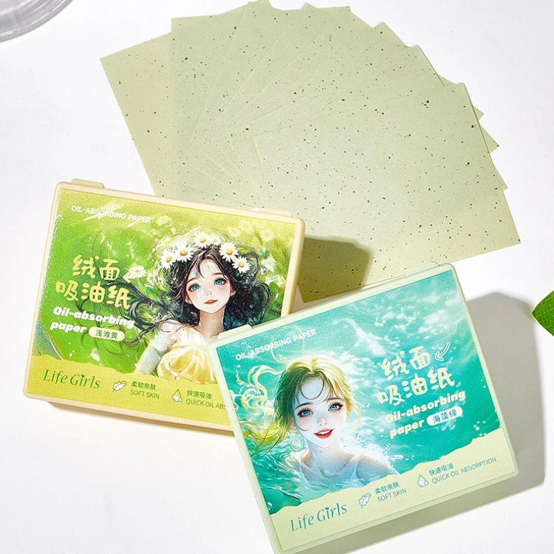 100 stuks gezichtsolie absorberend papier oceaan verse fluwelen oliecontrolepapier gezichtsreiniging make-up tool gezichtsolie blotting met spiegel