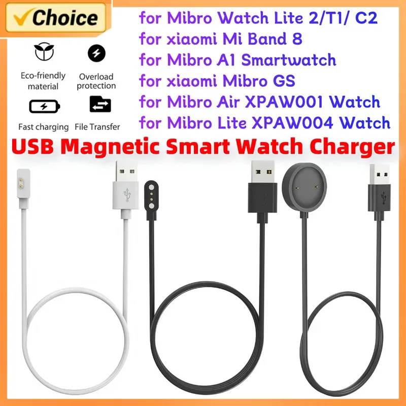 

USB Magnetic Charger Wrist Watch Charger Cable Fast Charging for Mibro GS/Air XPAW001/Lite XPAW004/A1/Mi Band 8/Lite 2/T1/ C2