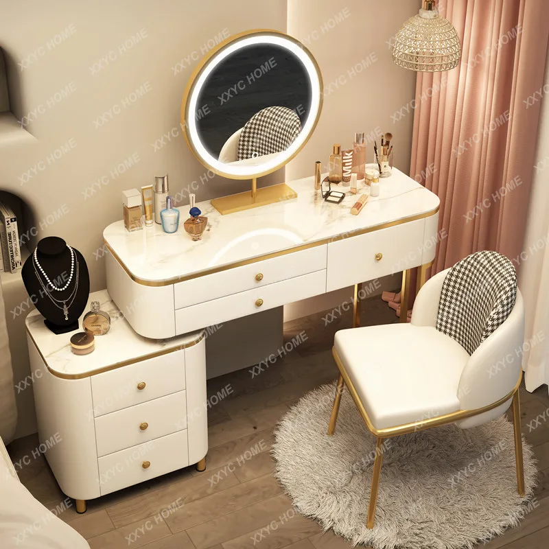 

Solid Wood Dressing Table Bedroom Modern Simple and Light Luxury Small Apartment Makeup Table Storage Cabinet Integrated