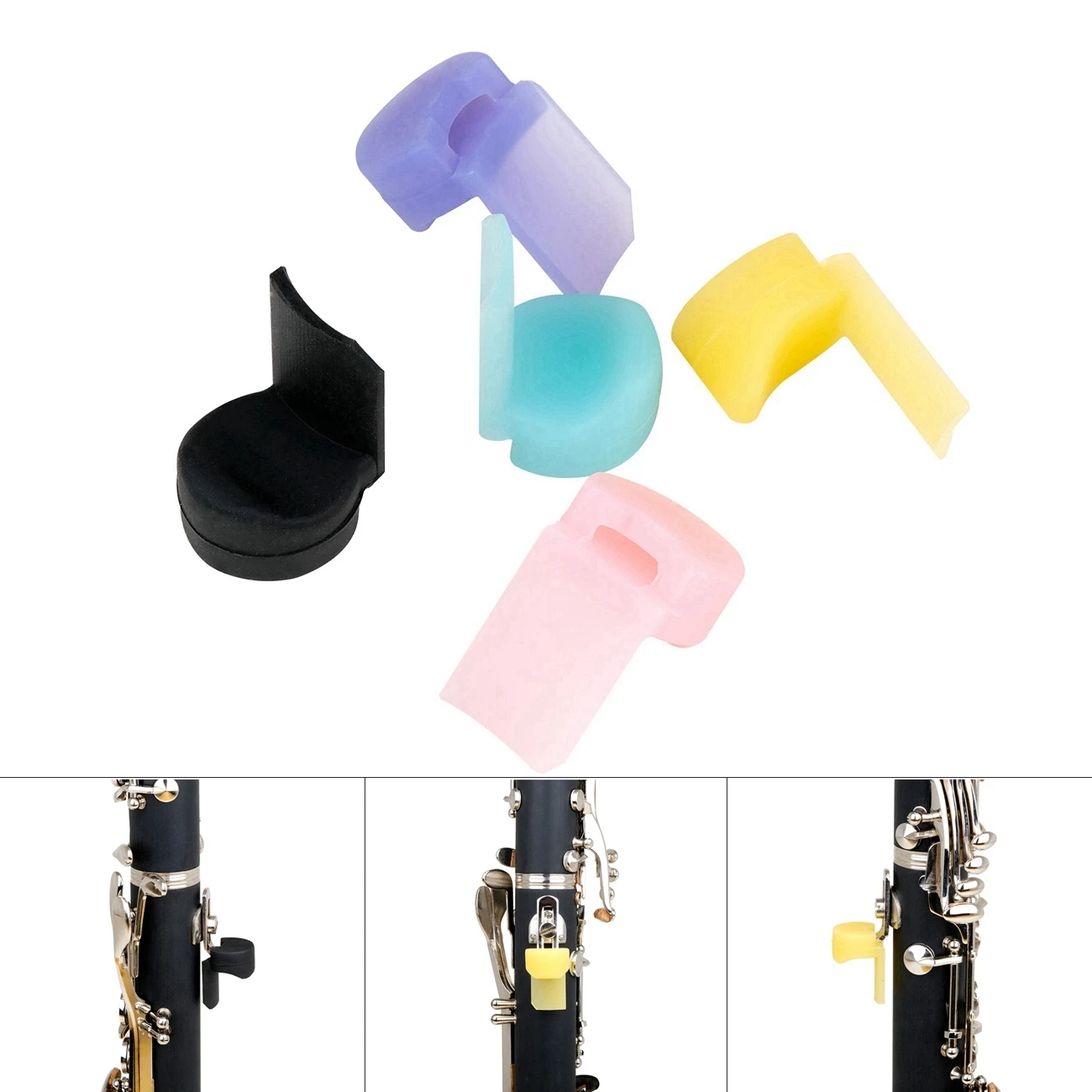 Silicona suave colorido clarinete pulgar resto cojín clarinete dedo titular instrumentos de viento de madera accesorios herramientas