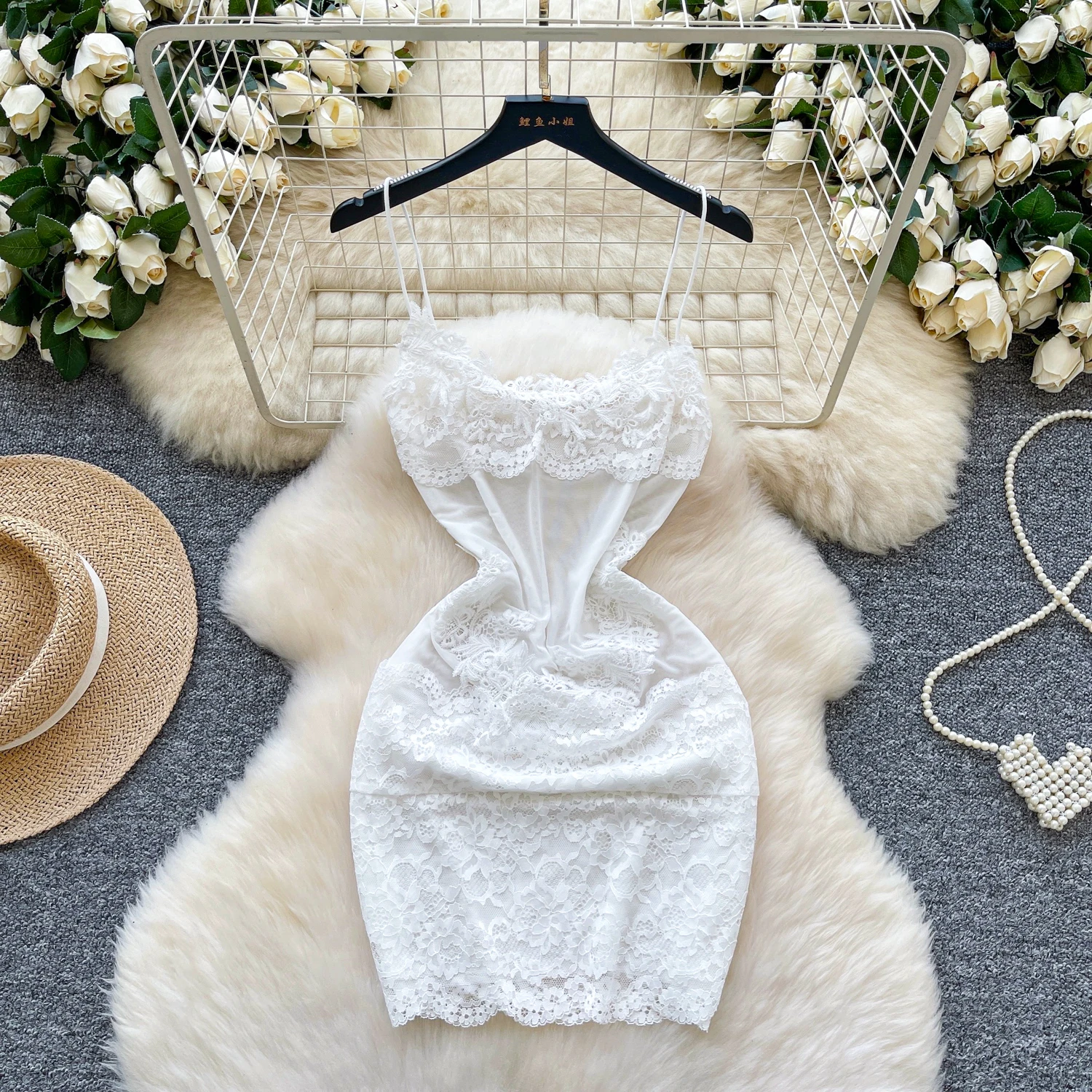 

Chic vintage Spliced mesh pencil dress Elegant Fairy korean fashion autumn Sundress women clothing