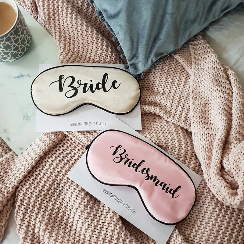 

Personalized Bride Satin Eye Mask Sleeping Silk Blindfold Bachelor Party Gifts Champagne for Bridesmaid Shower Wedding Eye Masks