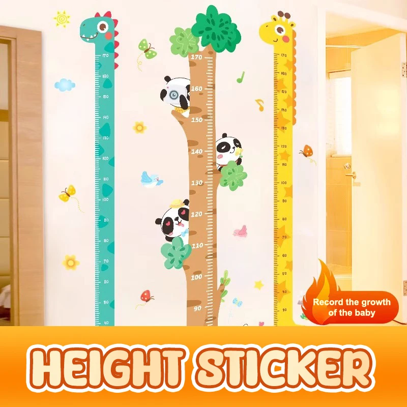 Cute Cartoon Height Sticker Unicorn Dinosaur Giraffe Wall Height Measuring Ruler Stickers For Kids Room Kindergarten Decor