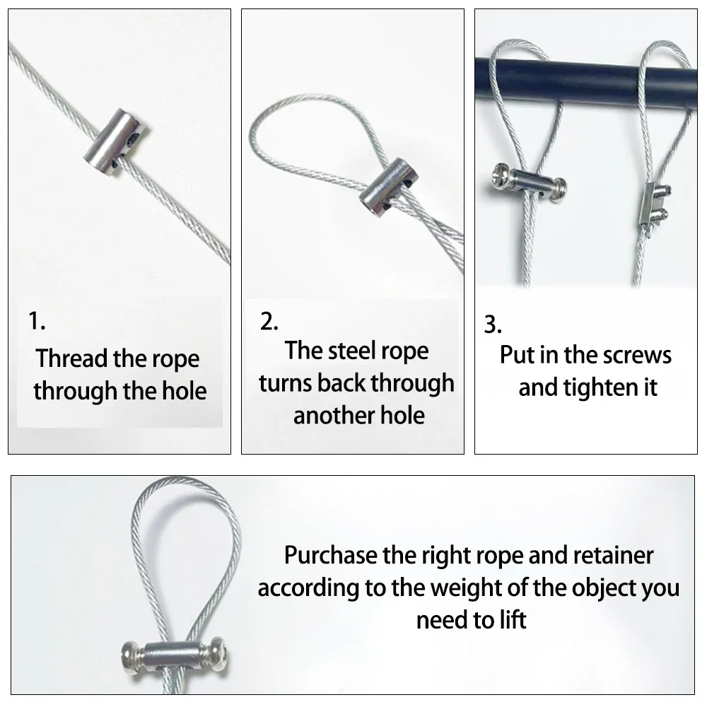 1-4mm Adjustable Stainless Steel Wire Rope Metal Suspension Clamp Used For Hanging Accessories Sling Screws Cable Fixing Tools