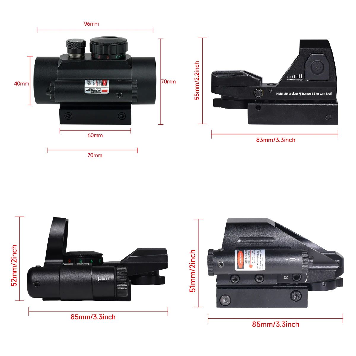 Hot Sales Series HD101AJ HD103 1X40 Red Dot Sight Hunting Optics Sight Holographic Airsoft Sight 4 Reticle Reflex Collimator view 5