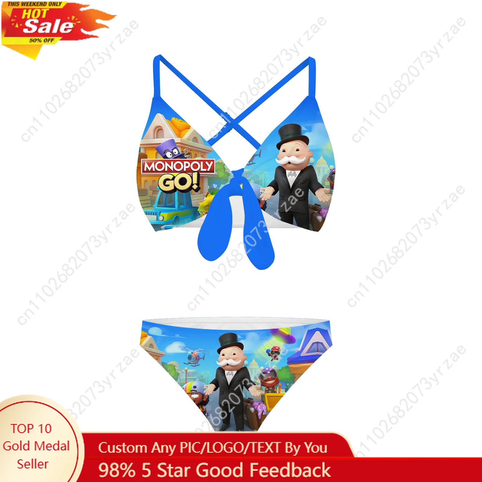 

Monopoly Go! Bathing Suits Cross Strap Suspenders Swimsuits Pool Party Swimwear Womens Personalized Bikini Custom Beachwear