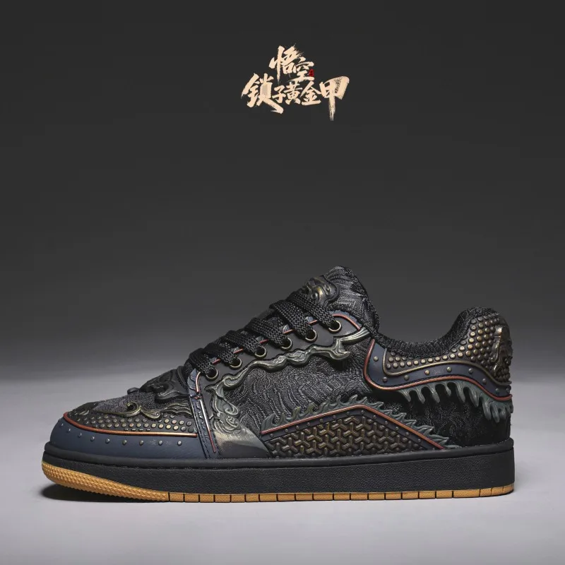 Men Skate Shoes Wukong Chinese‑Style Rubber Sole Lightweight Wear‑Resistant Low‑Top Lace‑Up Casual Footwear For Young Men Daily