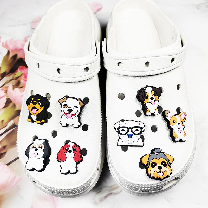 New JIBBITZ Adorable Cartoon Dog Thickening Shoe Charms For Crocs DIY Removable PVC Buckles Creative Street Shoe Decorations