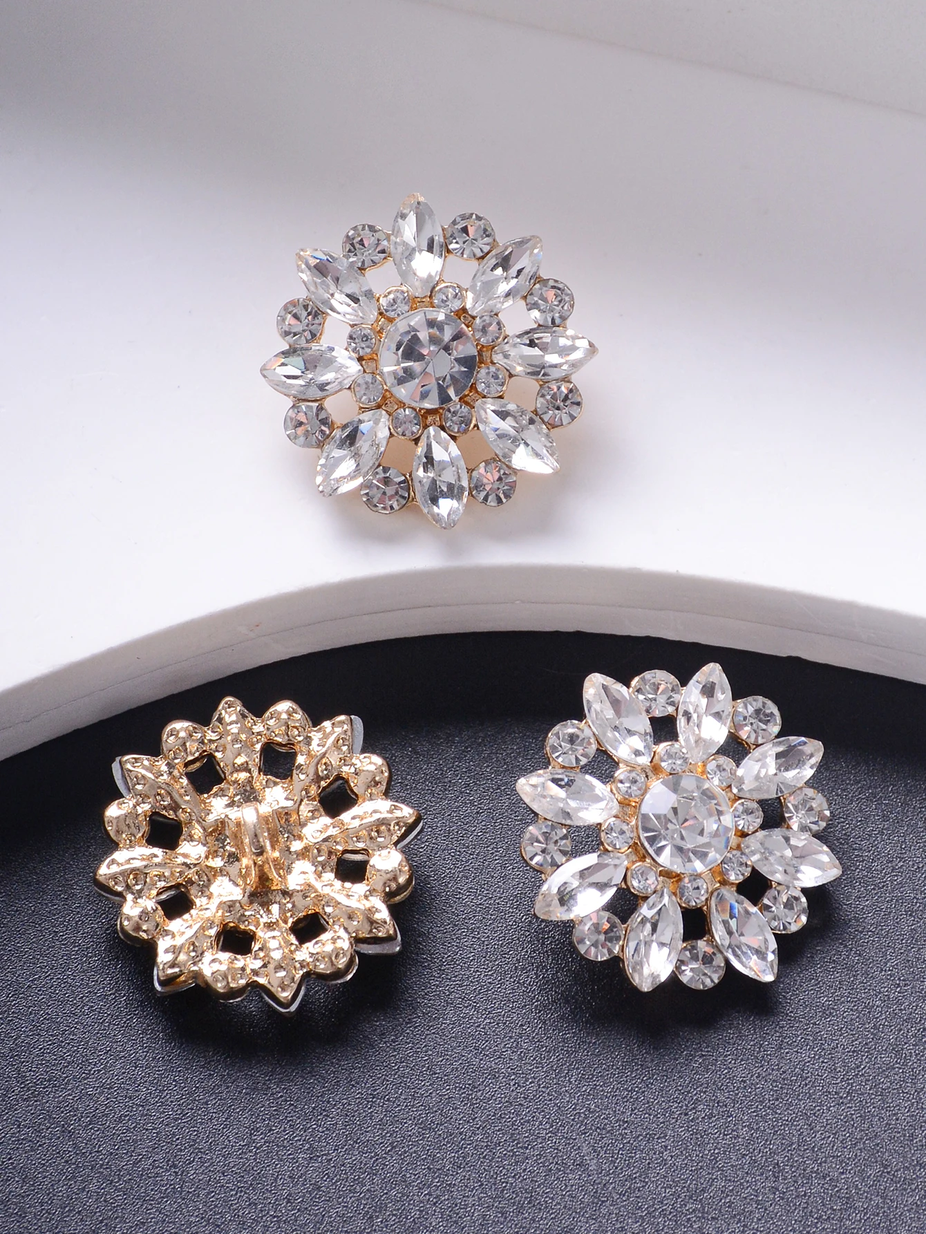 5 pezzi bellissimo bottone a forma di fiore con strass di cristallo scintillante per abbigliamento accessori da cucito gioielli fai da te da sposa