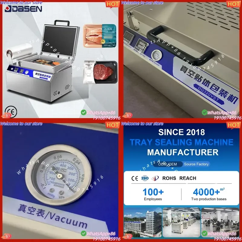 2026 New Electric Vacuum Tray Sealing Machine for Fresh Meat Beef for Plastic Cardboard Paper Film