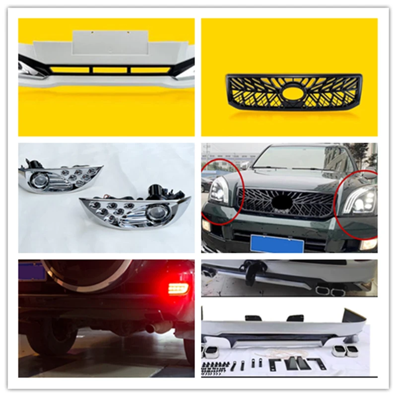 

For Toyota Prado 2003-09 LED Headlight DRL daytime running light fog lamp front rear lip surround bumper grill Car accessories