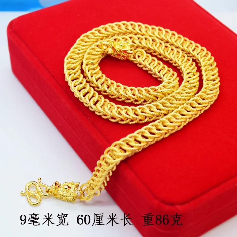 

Роскошное мужское ожерелье из чистого золота 24K 9999 пробы, плоское, в форме змеи, с подвеской в виде дракона