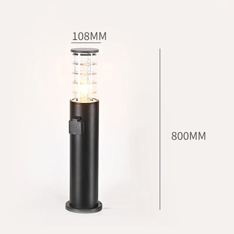 Modern E27 Outdoor Waterproof Aluminum Column Lawn Light Garden Path Lighting Circular Landscape Channel Lighting