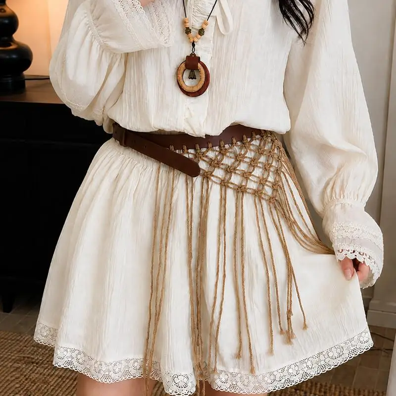 Bohemian Woven Waist Belt Women's Style Fringed Design Sensation Match Skirts Waist Chain Ethnic Style Waist Accessory