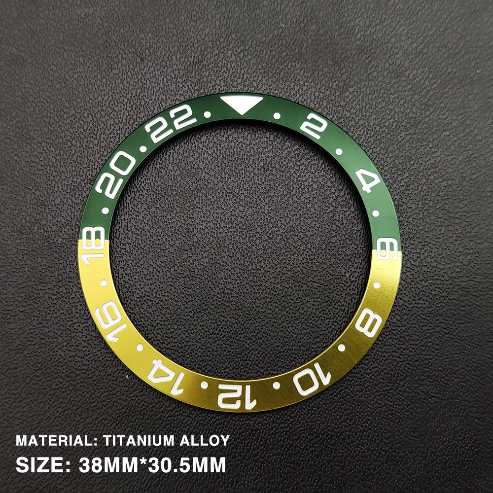 ساعة تعديل مخزن 38 مللي متر الفرعية الحافة الألومنيوم GMT الأحمر الأزرق مع مضيئة الخرز ل 40 مللي متر ساعة رجالي 30.5 مللي متر