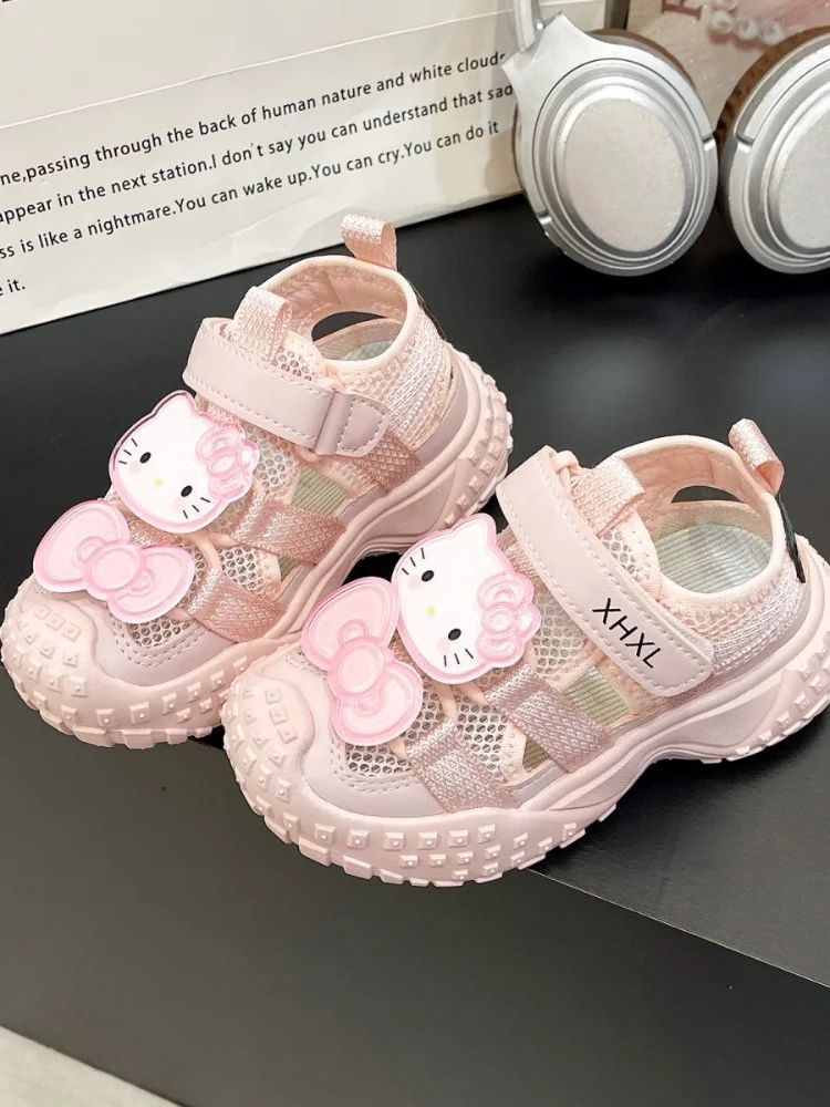 

Sanrio Hello Kitty Girls' Princess Sandals Summer Children's Baotou Foreign Pearl Single Mesh Shoes for Children Mesh Sneakers