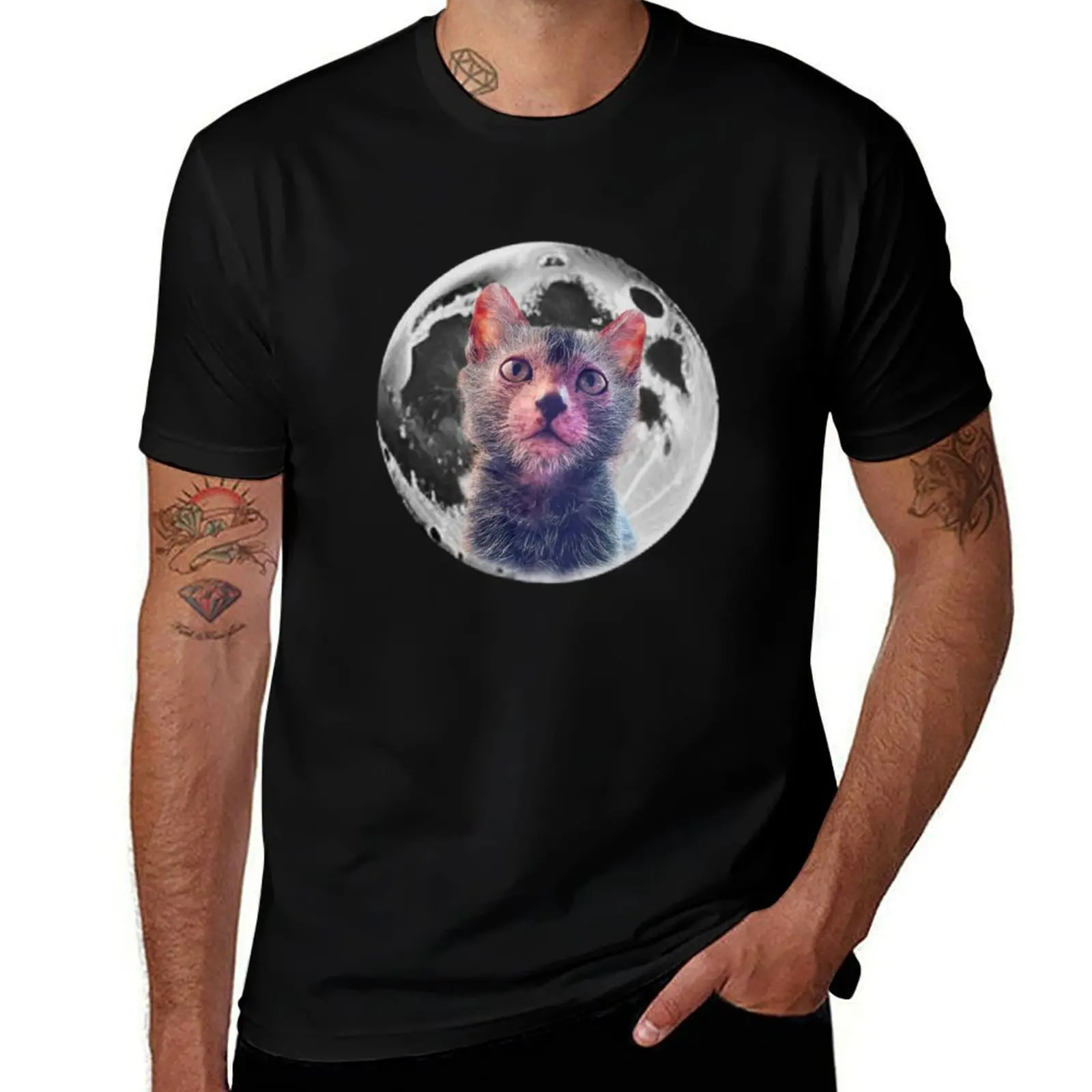 

Lykoi cat gazes at the moon T-Shirt shirts graphic korean fashion graphic tee shirt mens t shirts