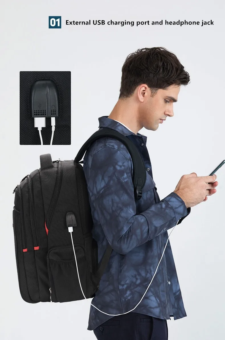 SWICKY male Multifunction music USB charging fashion business casual travel anti-theft waterproof 15.6 inch Laptop men backpack