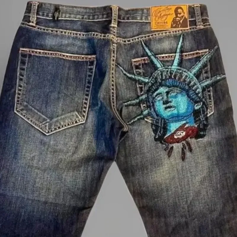 Men's and Women's Models Spring and Autumn Straight Pants Denim Retro Comfortable Skinny Simple Loose Design Sense New Versatile