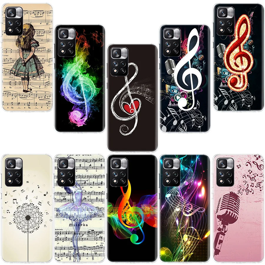 Funda de teléfono con símbolos musicales, carcasa para Xiaomi Redmi Note 12 Plus, 12S, 10, 11 Pro, 4G, 5G, 9T, 9S, 8T, 10S, 11T, 11S, 11E, 9, 8, 7, 6, 5, 5A, Coq