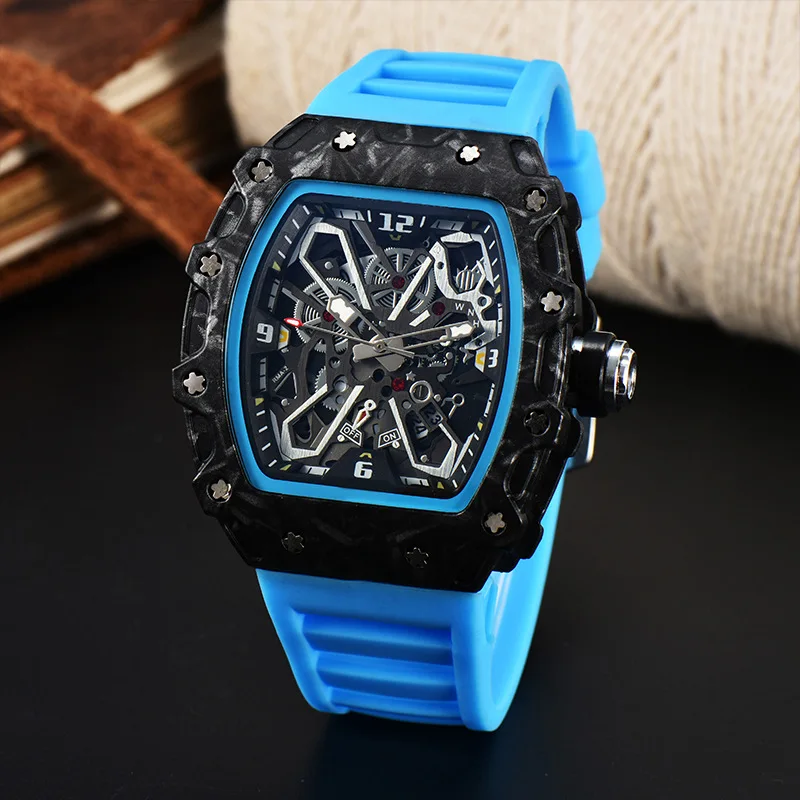 Foreign trade new men\'s watch wholesale color line hollow dial quartz watch simple fashion watch spot