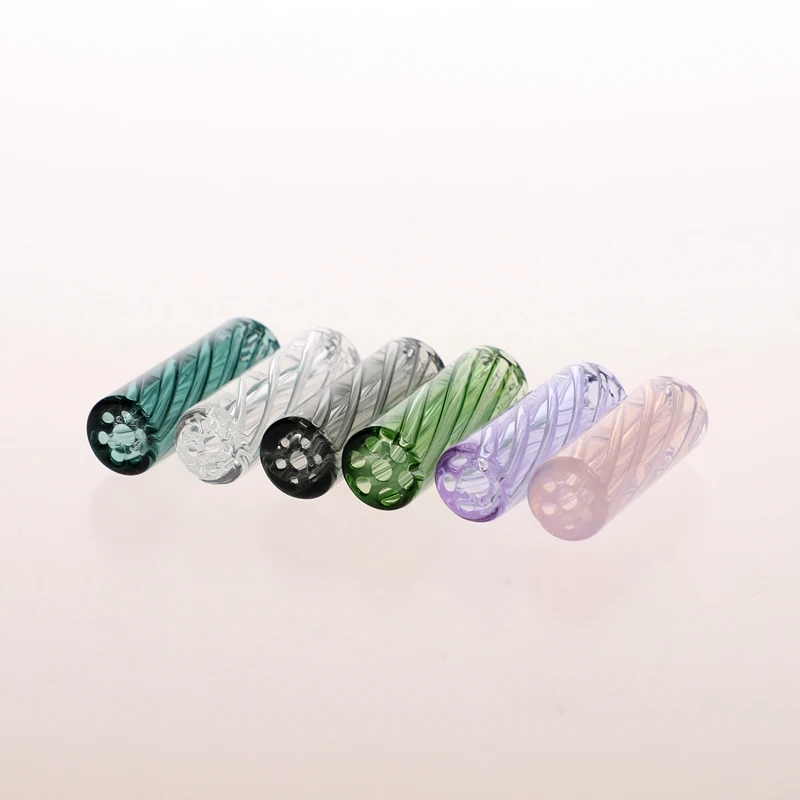 Direct Sale 5Pcs/Box 7 Holes Transparent Green Screw Line Smoking Glass Filter Tips/Glass Filter Tips For Smoking Rolling Paper