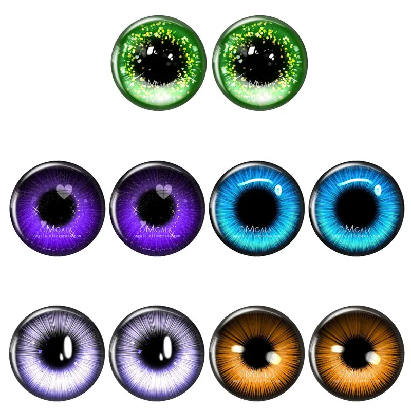 10pcs 5 쌍 블링 드래곤 눈 고양이 눈 장난감 12mm 14mm 16mm 20mm 25mm 30mm 수제 사진 유리 카보 숑 DIY 액세서리 만들기