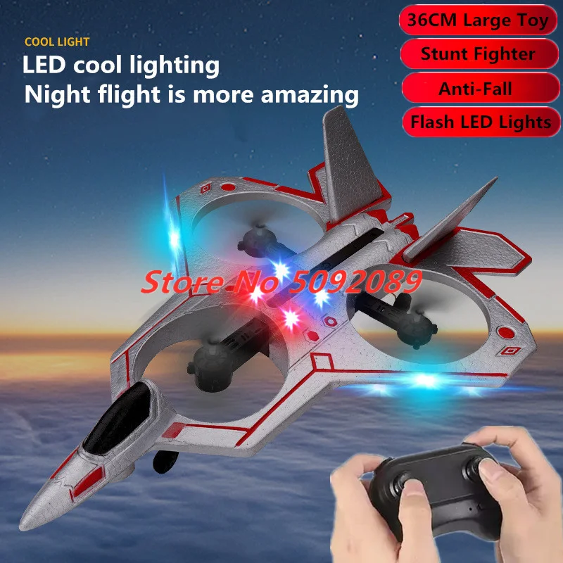 EPP Foam Glider Plane 2.4G RTF Electric High Speed 3D Flip LED Remote Control Fighter Toy RC F35 Airplane Helicopter Flash Light