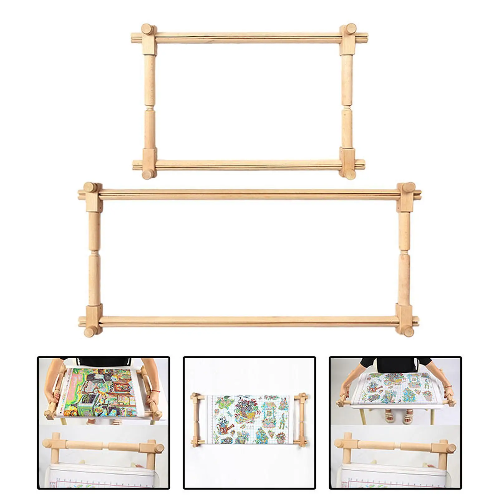 

Telescopic Wood Embroidery Scroll Frame Hoop Mini Stand for Needlework Embroidery Kit and Sewing Crafting