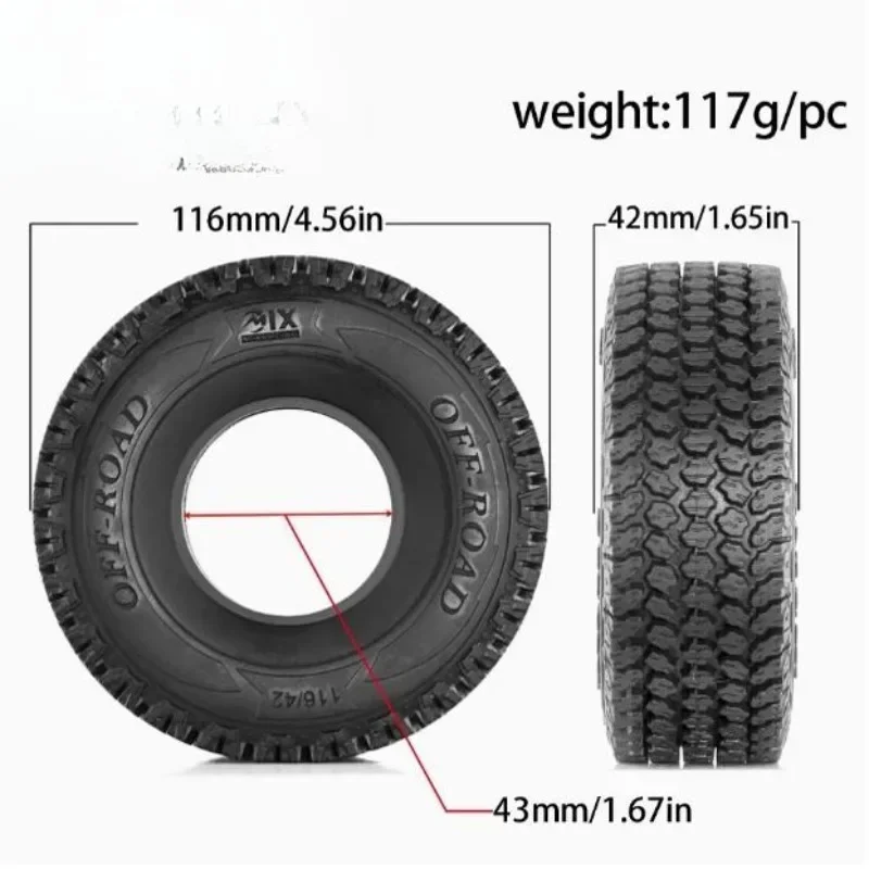 

4PCS 116mm 1.9" RC Crawler Tires for Axial SCX10 TRX4 D90 | Rubber Off-Road Tyres Waterproof Non-Slip