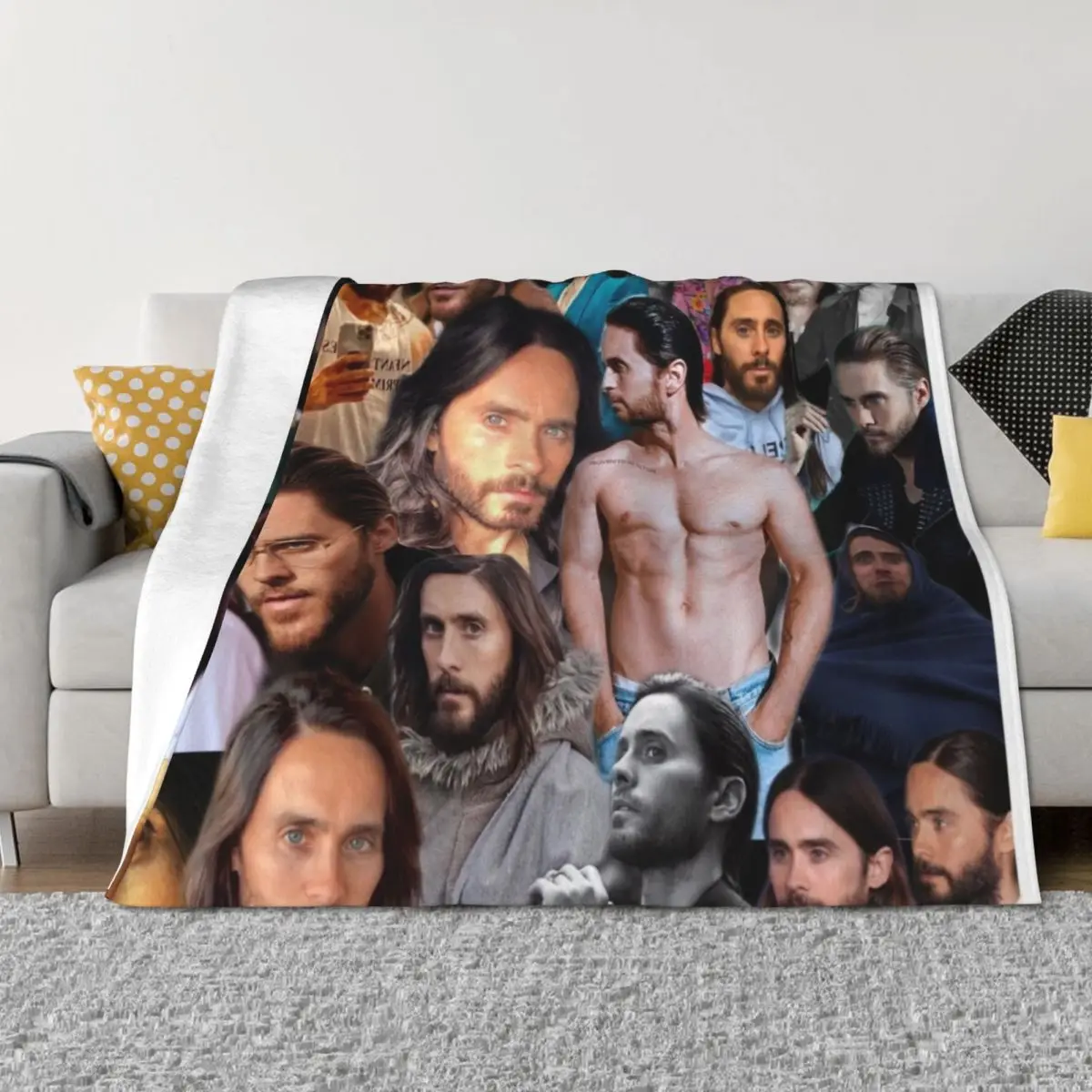 

jared leto photo collage Throw Blanket Hairys For Decorative Sofa Softest Single Blankets