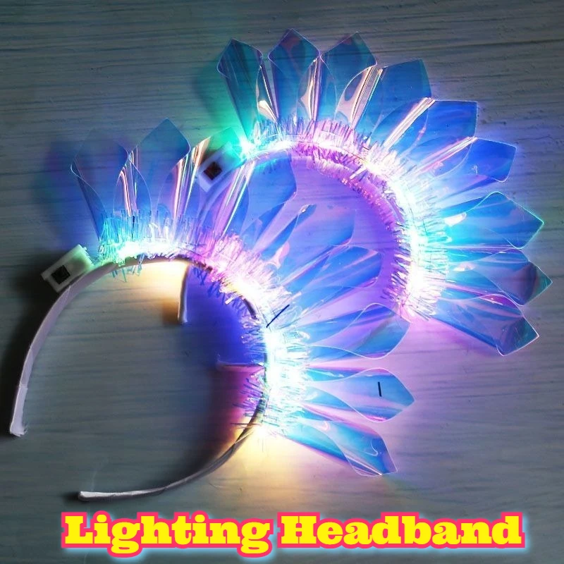 قوس قزح الليزر LED عقال تضيء الشعر التبعي متوهجة المجسم ديكور حفلة الهذيان مهرجان الحفل مرحلة الأداء جديد