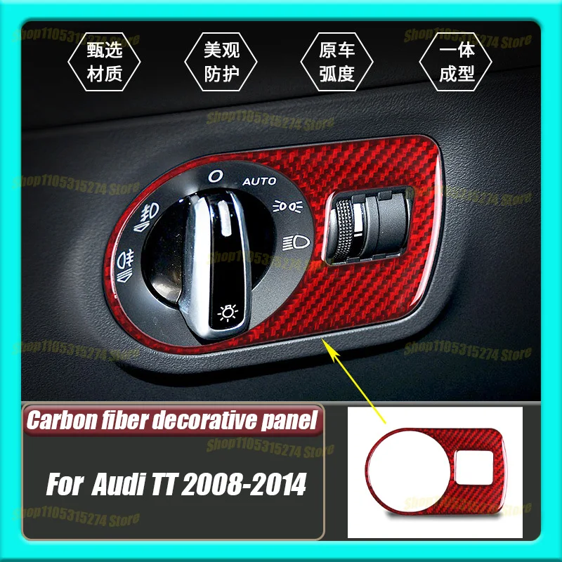 

Red Carbon Fiber Headlight Switch Decorative Sticker, Suitable for Audi TT 08-14 Interior Modified Auto Parts