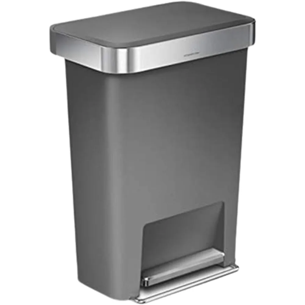 

simplehuman 45 Liter / 12 Gallon Rectangular Kitchen Step Trash Can with Soft-Close Lid, Grey Plastic